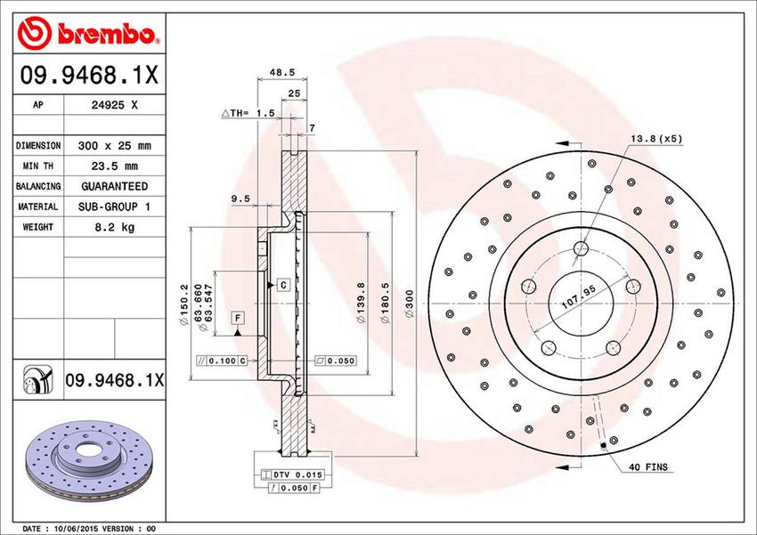 Volvo Brembo Disc Brake Rotor - Front (300mm) 1223664